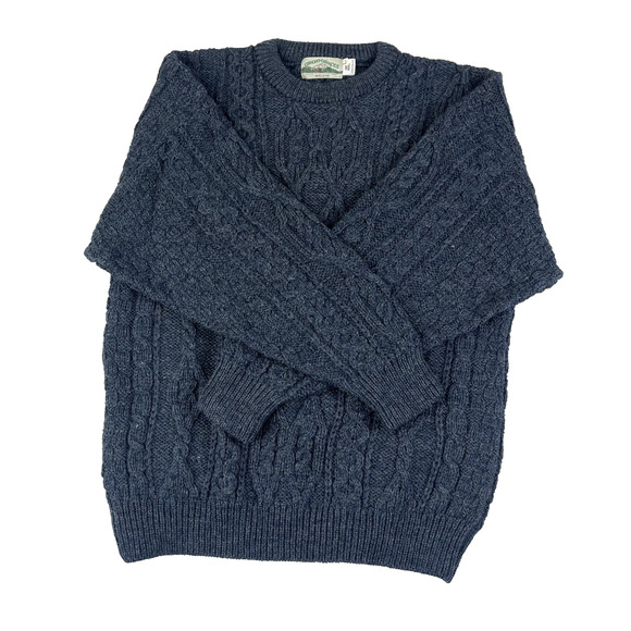 Aran Crafts Ireland Sweater Mens  Large Blue VTG 90s  Wool Fisherman Chunky-Knit - Picture 5 of 15